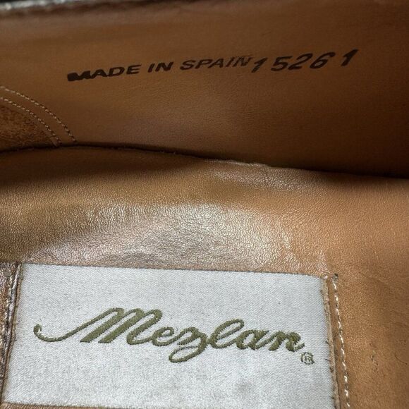 Mezlan Mens Size 10.5 (M) Brogue Black Leather Woven Accents Almond Toe Oxford